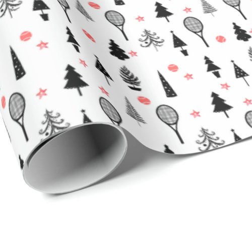  Christmas trees andtennis  rackets Wrapping Paper