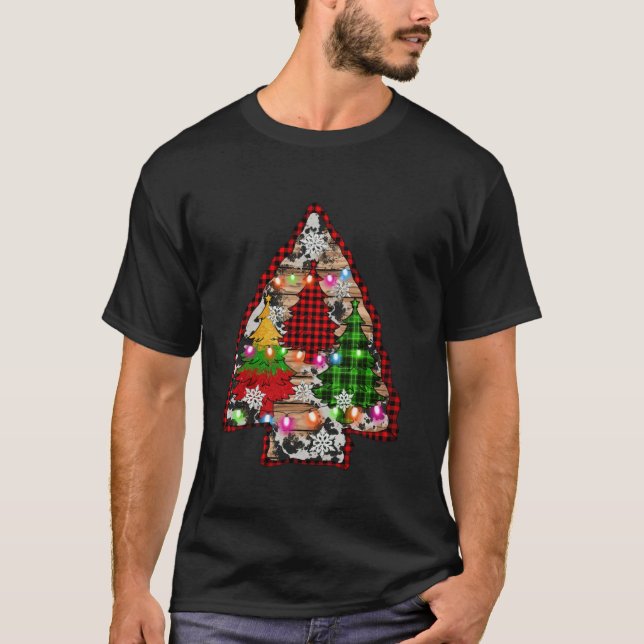 Christmas Trees Arrowhead Xmas Lights Cowhide Buff T-Shirt (Front)