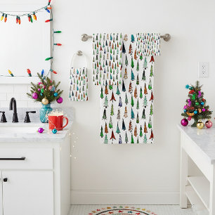 Christmas trees bath towel set