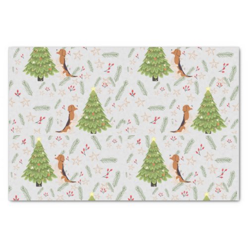 Christmas trees  Beagle Dog  pattern custom Tissue Paper