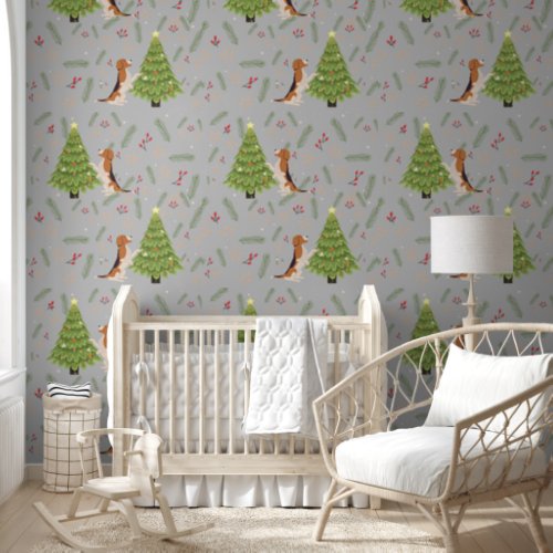 Christmas trees  Beagle Dog  pattern custom Wallpaper