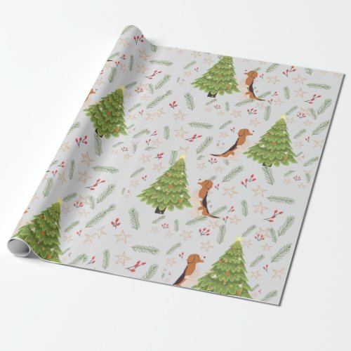 Christmas trees  Beagle Dog  pattern custom Wrapping Paper