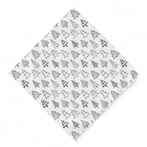 Christmas Trees Black and White Pattern Bandana