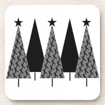 Christmas Trees - Black Ribbon Drink Coaster