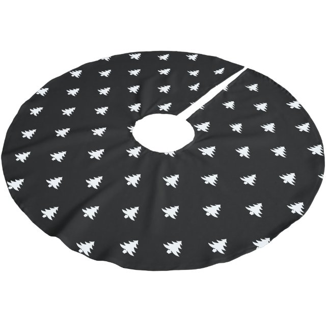 Christmas Trees black white pattern cute modern Brushed Polyester Tree Skirt (Angled)