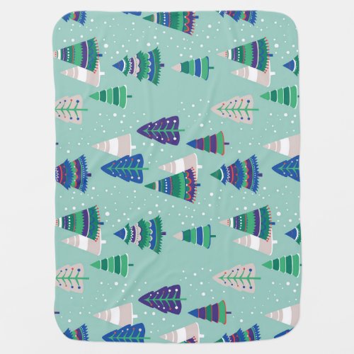 Christmas trees blue background baby blanket