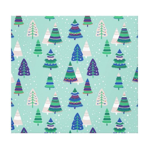 Christmas trees blue background canvas print