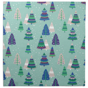 Christmas trees, blue background cloth napkin