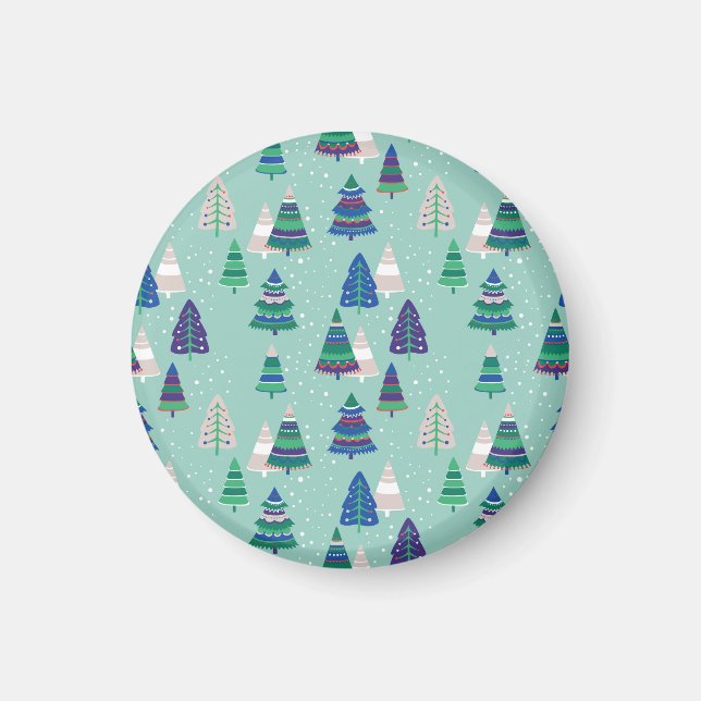 Christmas trees, blue background magnet (Front)