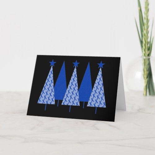 Christmas Trees _ Blue Ribbon Colon Cancer Holiday Card