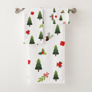 Christmas Trees & Bows   Bath Towel Set