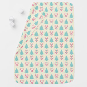 Christmas Trees, Bows & Baubles Retro Pattern Baby Blanket