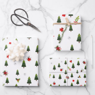 Christmas Trees & Bows Wrapping Paper Sheets