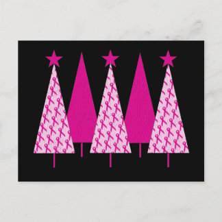 Christmas Trees - Breast Cancer Pink Ribbon Holiday Postcard