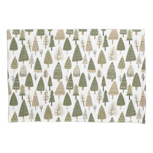 Christmas Trees brown and green Pillow Case