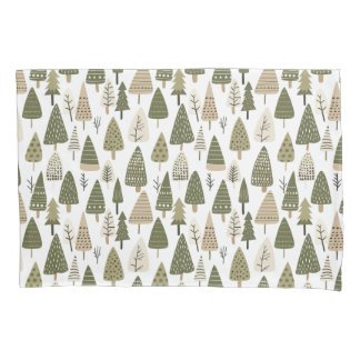 Christmas Trees brown and green Pillow Case