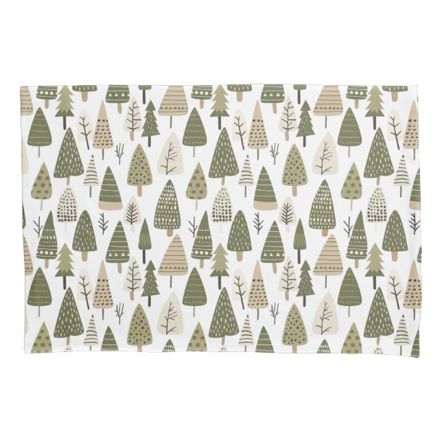 Christmas Trees brown and green Pillow Case (Front)