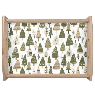 Christmas Trees brown and green Serving Tray