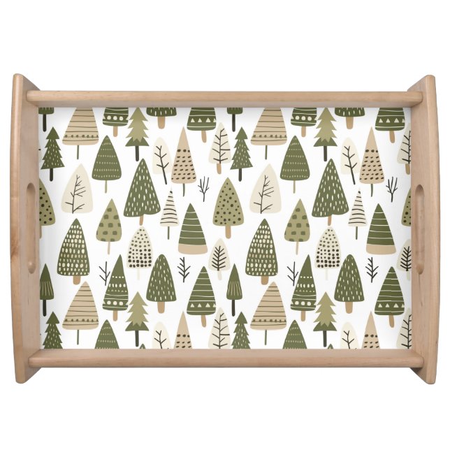 Christmas Trees brown and green Serving Tray (Front)