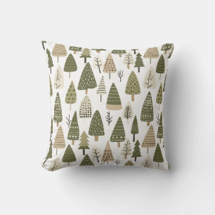 Christmas Trees brown and green Throw Pillow