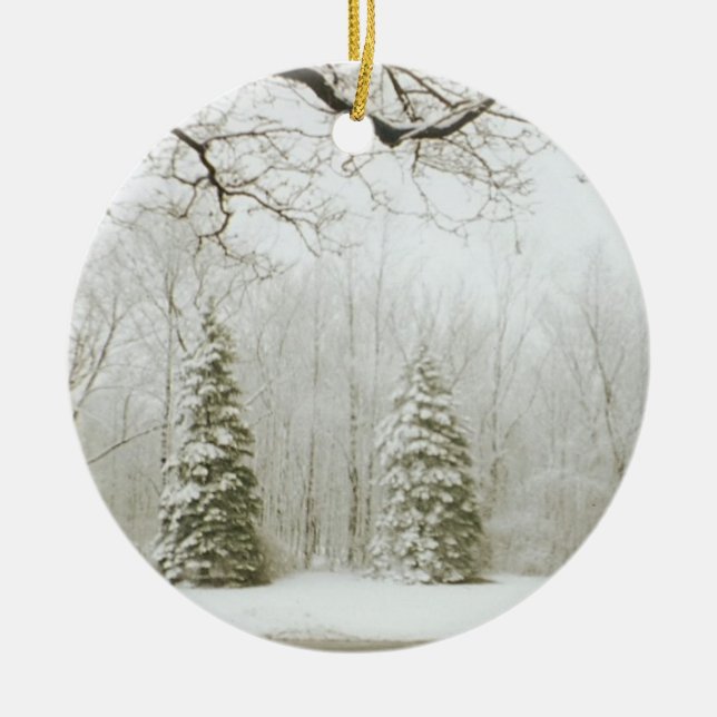 Christmas Trees Ceramic Ornament (Front)