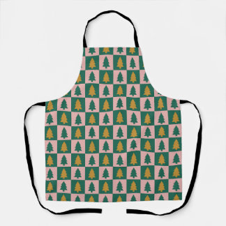 Christmas trees checkerboard apron