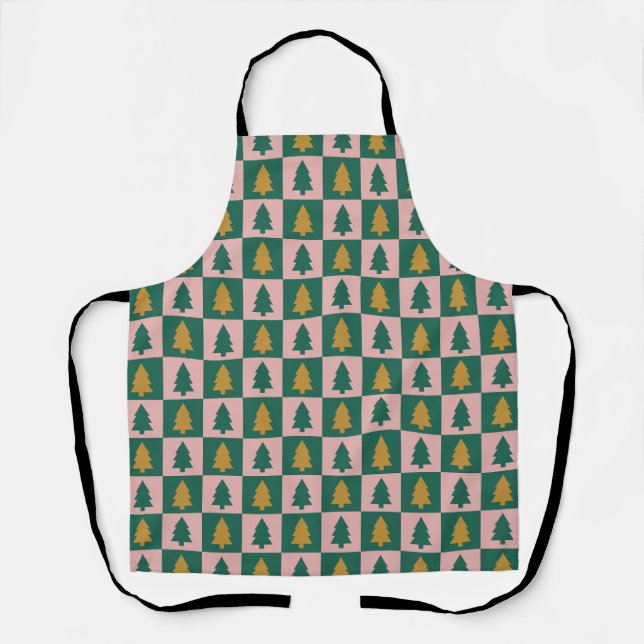 Christmas trees checkerboard apron (Front)
