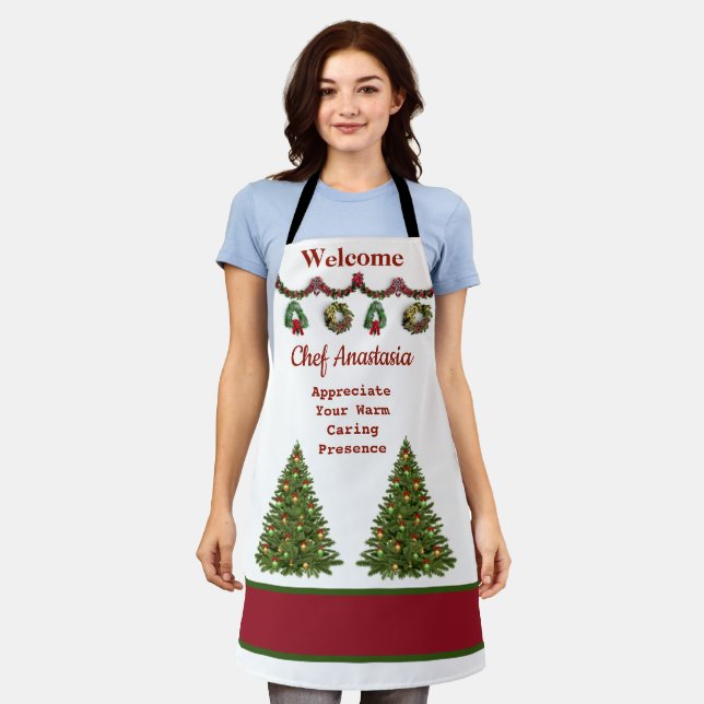 Christmas Trees Chef Holiday Appreciation Custom Apron (Worn)