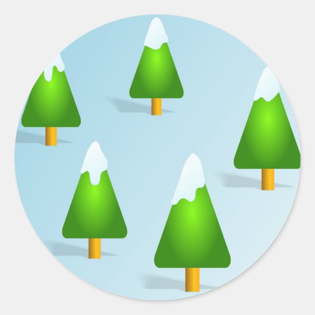 Christmas Trees Classic Round Sticker (Front)