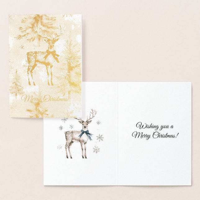Christmas Trees Deer Snowflakes Foil Card (Display)