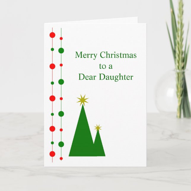 Christmas Trees Design Daughter Christmas Holiday Card (Front)