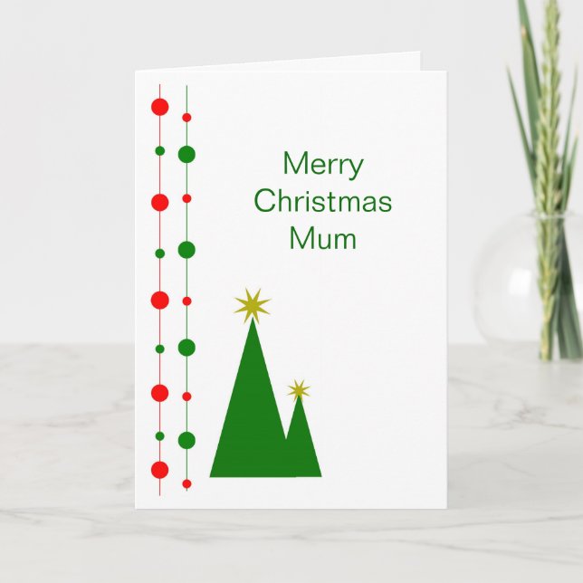 Christmas Trees Design Mother Christmas Card (Front)
