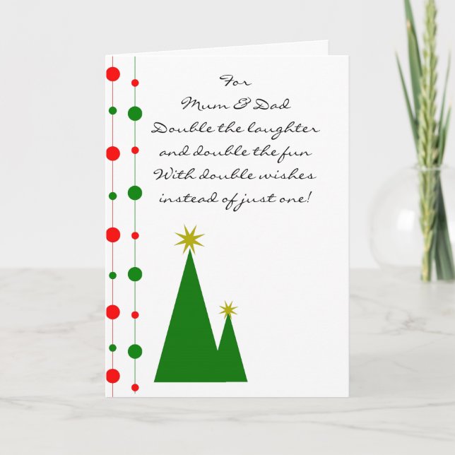 Christmas Trees Design Mum And Dad Christmas Card (Front)