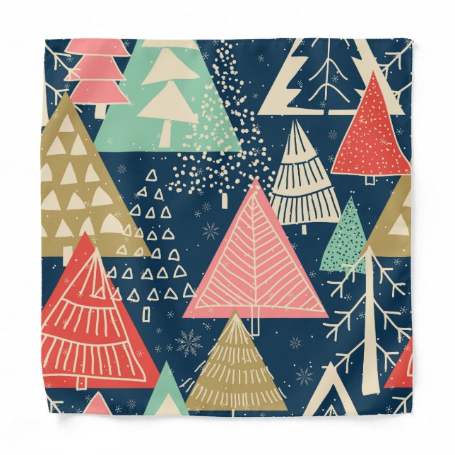 Christmas Trees Festive Seamless Illustration. Bandana (Front)