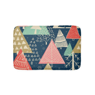 Christmas Trees Festive Seamless Illustration. Bath Mat