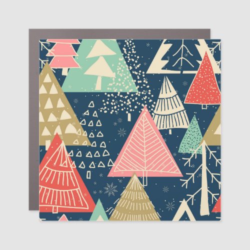 Christmas Trees Festive Seamless Illustration Car Magnet