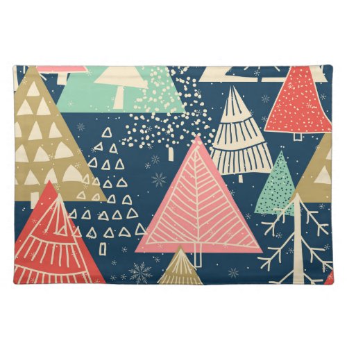 Christmas Trees Festive Seamless Illustration Cloth Placemat