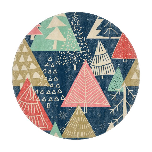 Christmas Trees Festive Seamless Illustration. Cutting Board (Front)