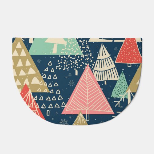 Christmas Trees Festive Seamless Illustration Doormat