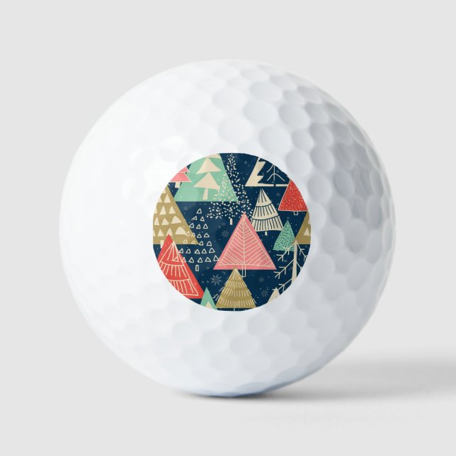Christmas Trees Festive Seamless Illustration. Golf Balls (Front)