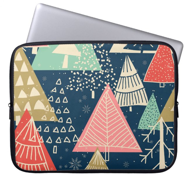 Christmas Trees Festive Seamless Illustration. Laptop Sleeve (Front)