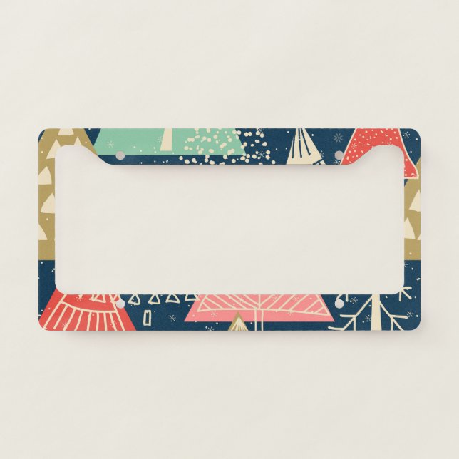 Christmas Trees Festive Seamless Illustration. License Plate Frame (Front)