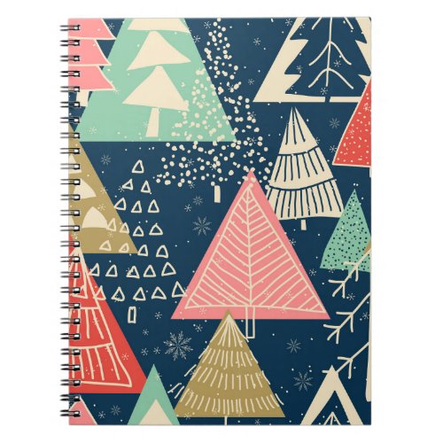 Christmas Trees Festive Seamless Illustration Notebook