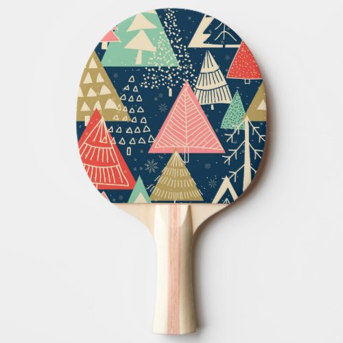 Christmas Trees Festive Seamless Illustration Ping Pong Paddle