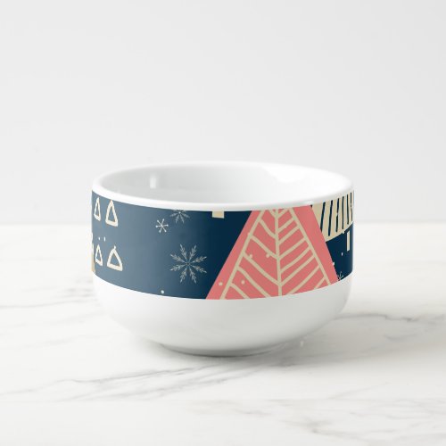 Christmas Trees Festive Seamless Illustration Soup Mug