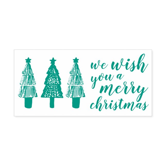 Christmas Trees Fir Wish Merry Christmas Holiday Self-inking Stamp (Design)