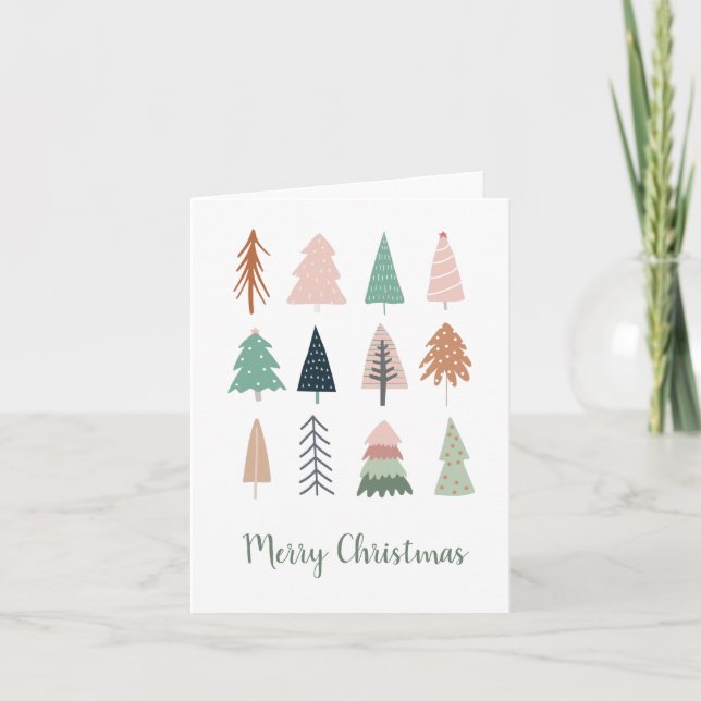 Christmas Trees Girly Collage Holiday Card (Front)