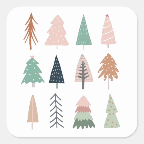 Christmas Trees Girly Collage Square Sticker