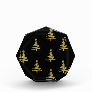 Christmas Trees Gold on Black Acrylic Award