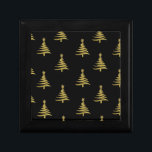 Christmas Trees Gold on Black Jewelry Box<br><div class="desc">Thank You for visiting The Holiday Christmas Shop! You are viewing The Lee Hiller Designs Holiday Collection of Home and Office Decor,  Apparel,  Gifts,  Collectibles and more. The Designs include Lee Hiller Photography in Hand Drawn Mixed Media and  Digital Art Collection.</div>